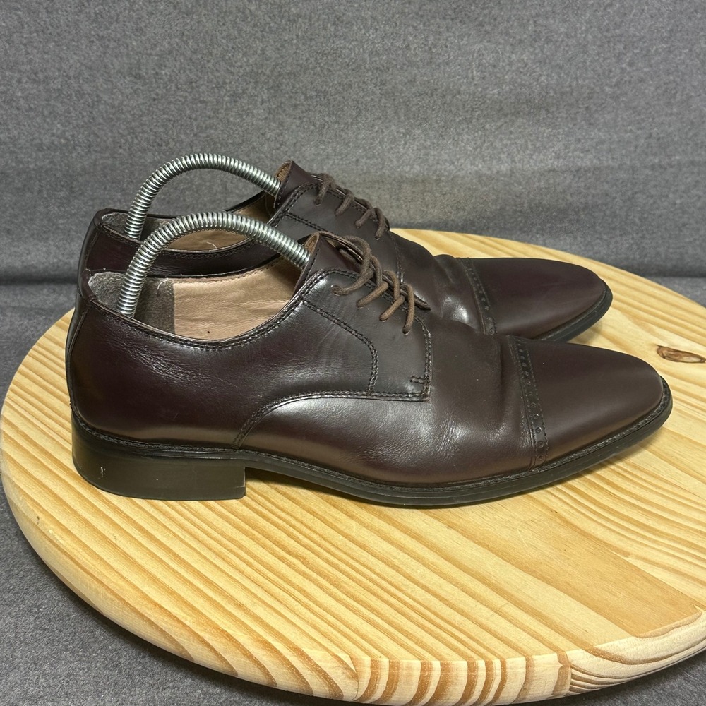 Joseph Abboud Mens Leather Cap Toe Oxford Dress Shoes Brown Size 10M